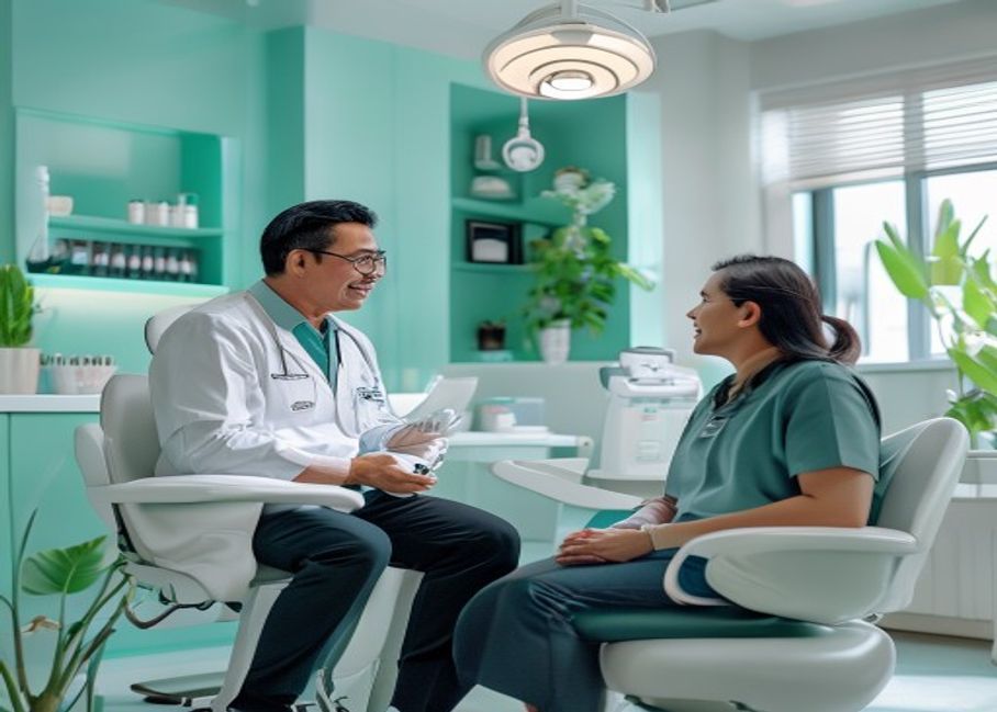 Generated visual of a friendly dental consultation